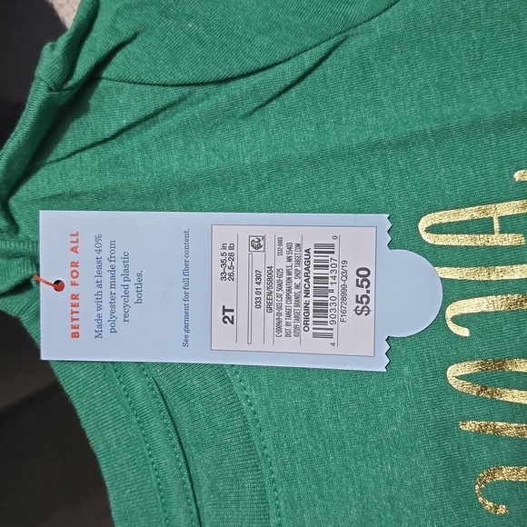 2T Green and gold holiday long sleeve crewneck top - Picture 3 of 4